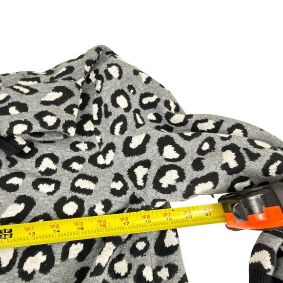 Rachel Zoe Leopard Print Zip Cardigan Jacket L Gray Black Cotton Blend Artsy - Picture 8 of 8